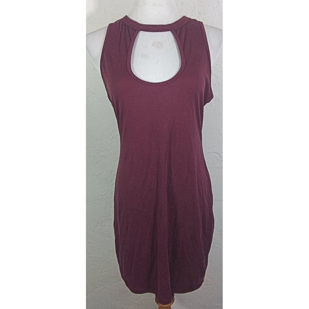 Charlotte Russe Dress Large Burgundy Red Sleeveless Front Back Cut Outs